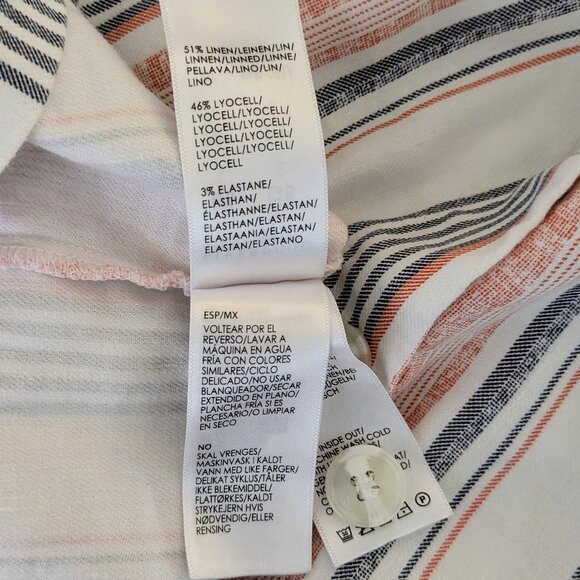 LIVERPOOL LA Women's Sleeveless Linen Blend Top Bouse Size S  Multi Color Stripe - Picture 7 of 7